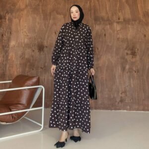 فستان Polka Dot بني